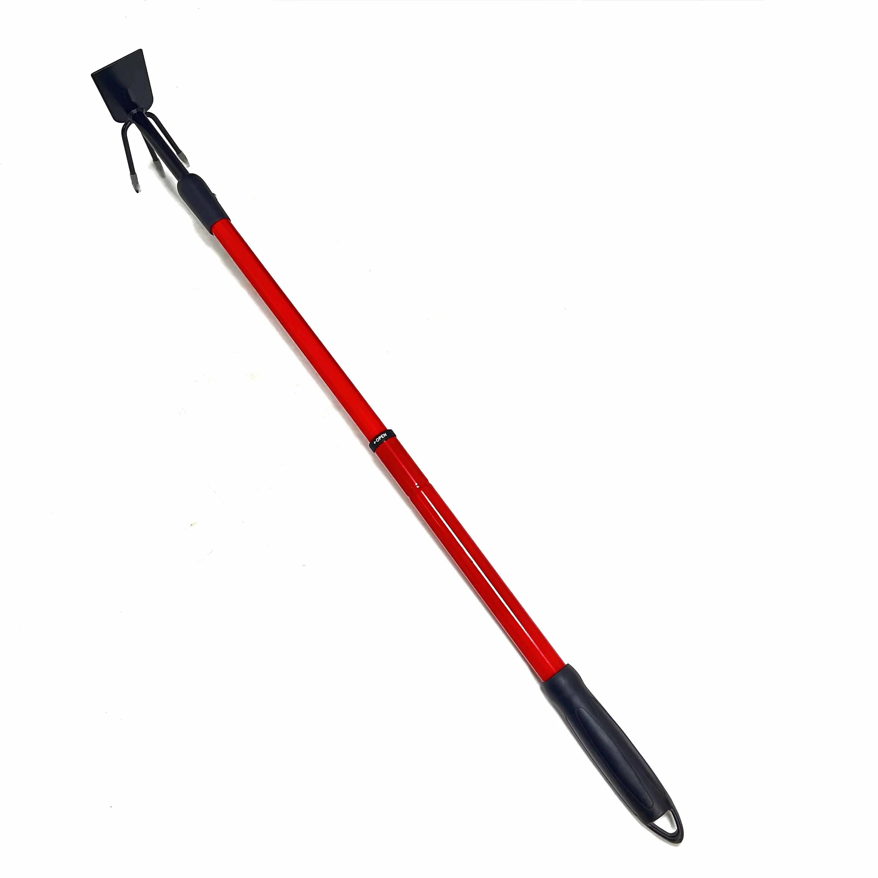 Portable retractable dual-use rake red rod with comfortable non-slip grip Gardening tool for planting flowers and turning soil