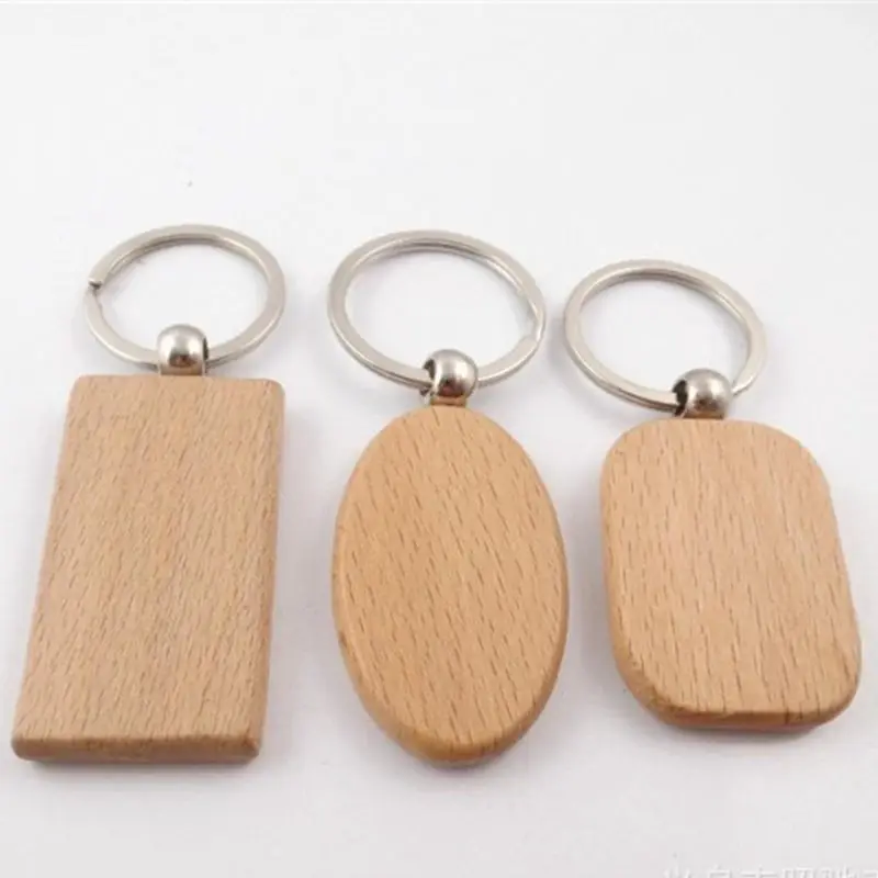 Personalized Souvenir Gift Name Date Logo Custom Blank Wood Keychains For Engraving