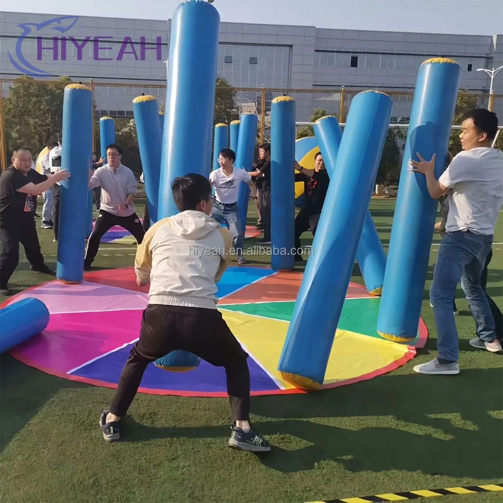 Team Building Game Inflatable Giant badminton,s double  map