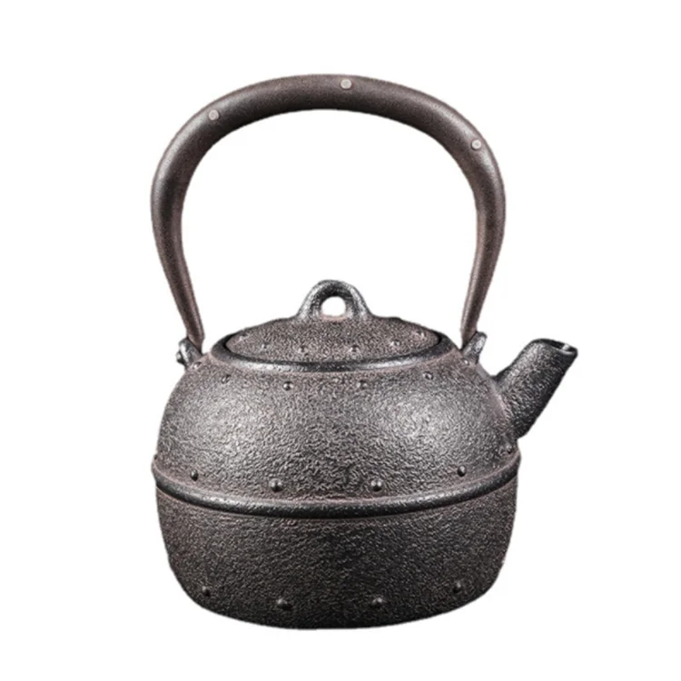Japanese style Iron Tea Kettle Old Natural Antique Inlaid Silver Copper Lid Cast Iron Bottle Teapot for Sale