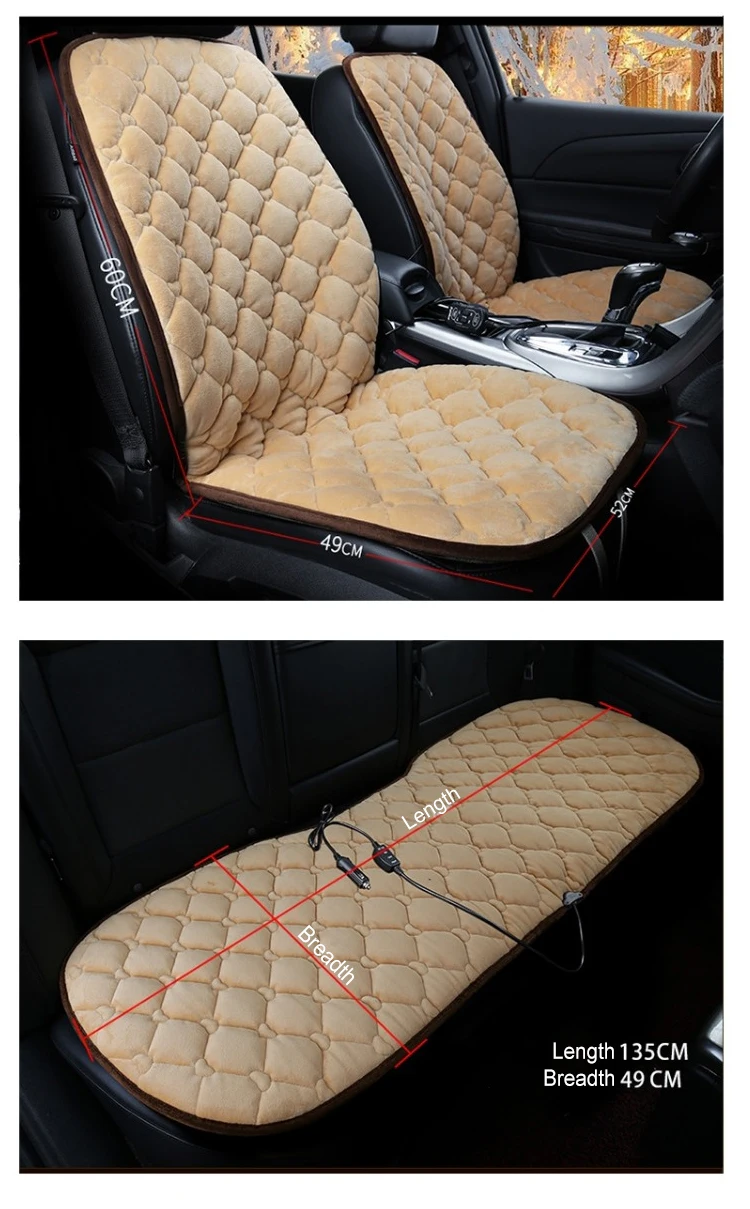 Mydays Outdoor Soft Comfortable Non-slip Overheating Protection Car Heating Seat Cushion with Backrest