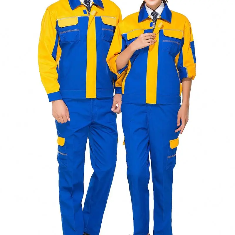Stylish Two Colors Safety Workwear Man Clothes Work Place Electrician Workwear Uniform For Staff