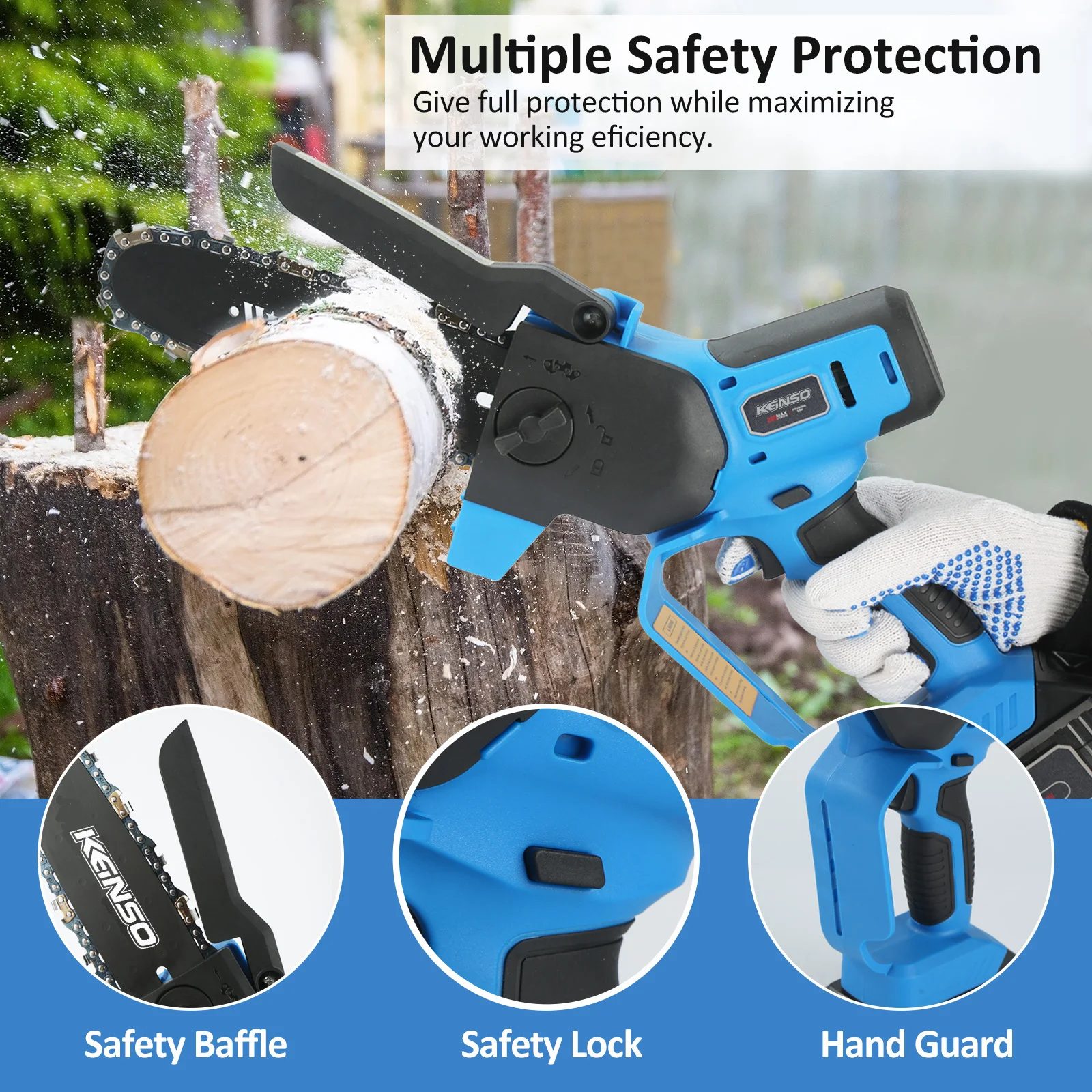 Popular  Mini Chain Saw Electric Garden Hand Tools Brush Motor Logging Cutter Pruning Garden Tool For 20V Battery