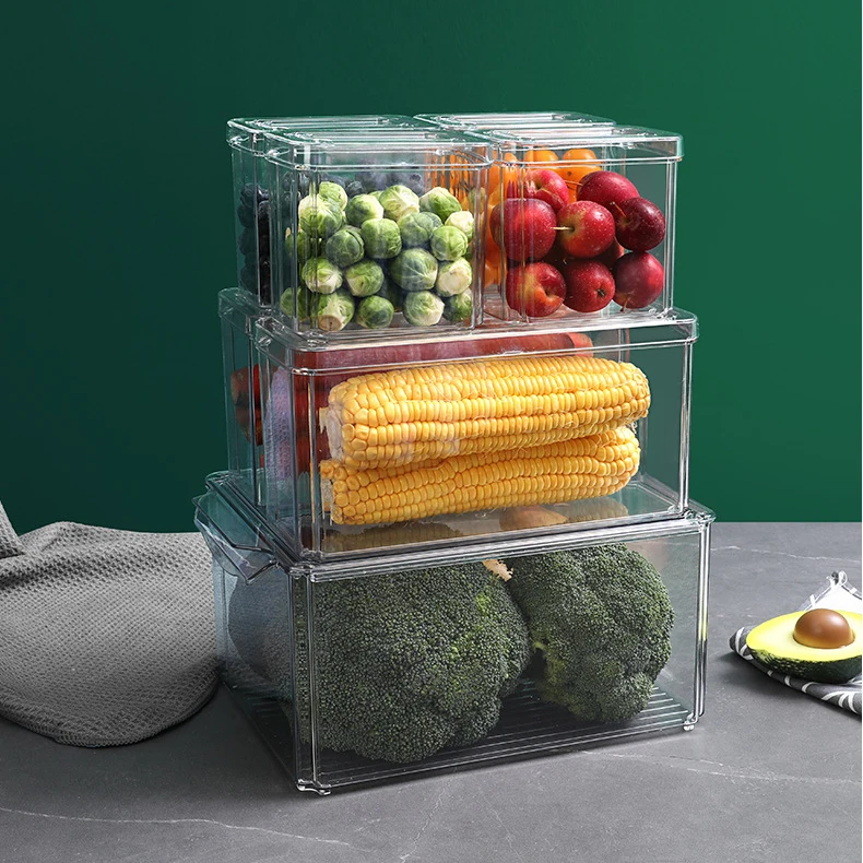 Refrigerator Storage Box Transparent Stackable Kitchen Storage Dumpling Box 7 Pcs Food Storage Box