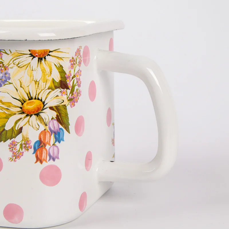 Factory Wholesale Custom Logo 14cm metal crisper storage container food grade Square enamel mug with handle lid