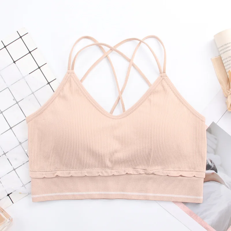  Sleeveless Crop Camisole Tank Tops Sport Bra Seamless Cami Workout Shirts With Built For