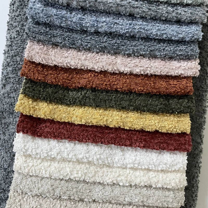 Free Sample Lamb Wool Look Heavyweight Super Soft Plush Boucle Sofa Fabric For sofas and Furniture Textile