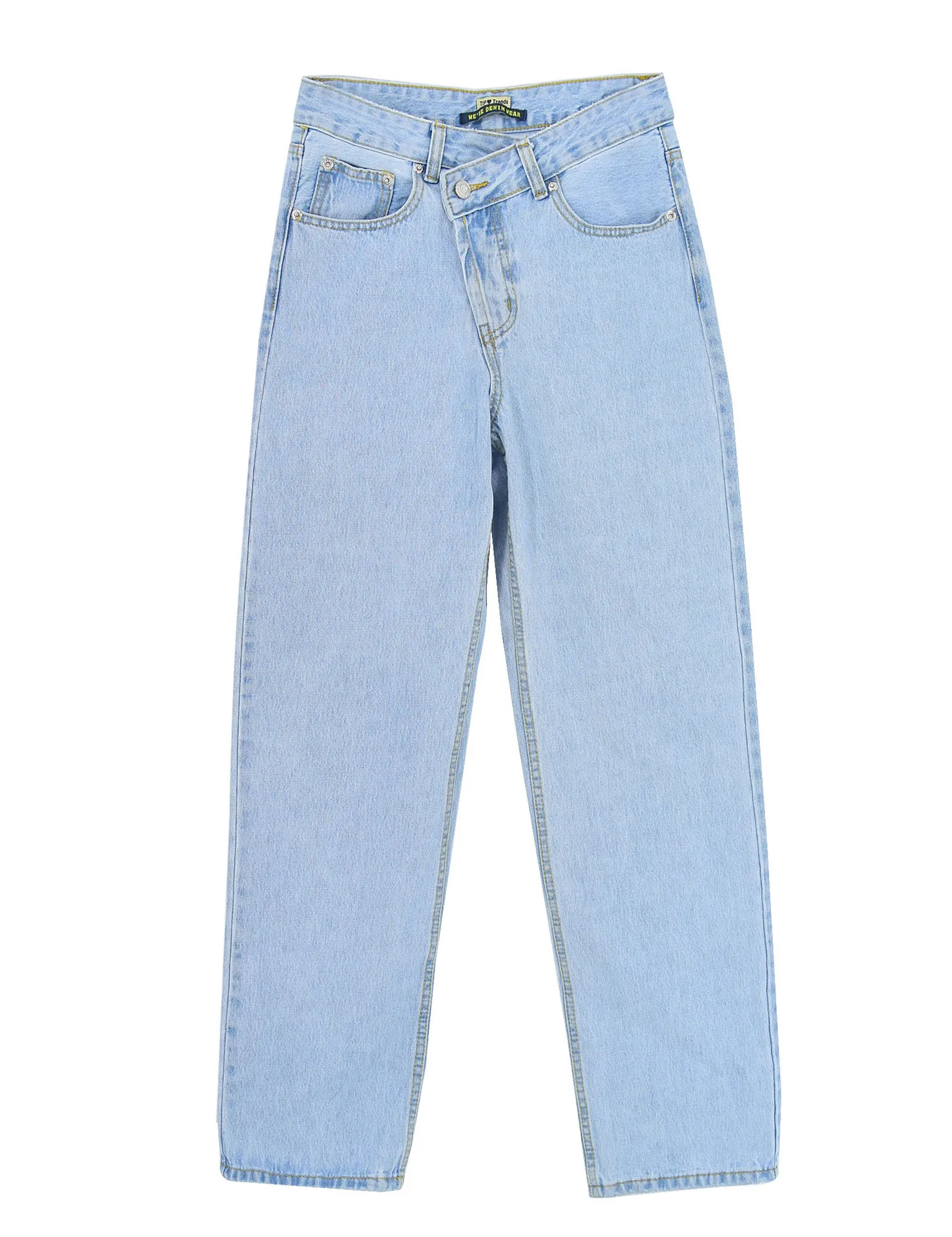 Fashion High Quality Retail Women Denim Pant Ladies baggy Crisscross Boyfriend Tall Girl Blue Straight Trendy Mom Jeans
