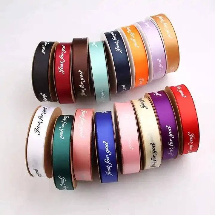 HENGWEI Manufacturer custom ribbon with logo decorative 100% polyester ribbon roll solid color for craft
