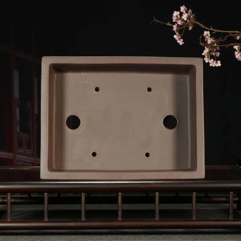 Vintage design ceramic pot rectangle bonsai planter purple sand pot