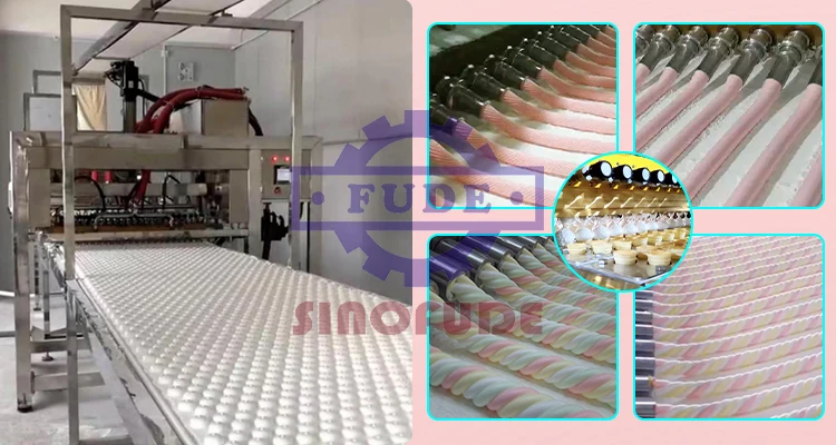High yield customized automatic cotton candy industrial marshmallow extruder making machine production line
