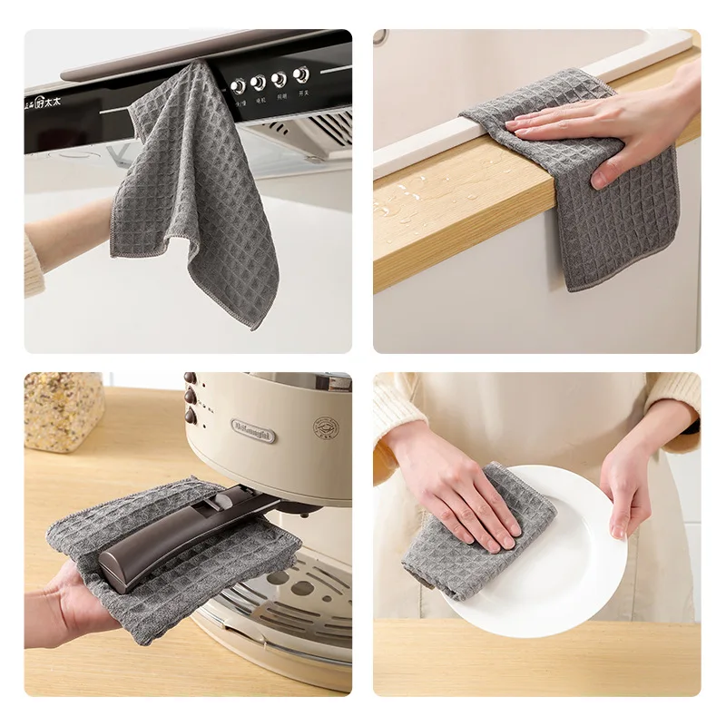 Lightweight Waffle Super Absorbent Commercial Kitchen Microfiber Cloths Cotton Rags for Dish Polishing and Dust Removal
