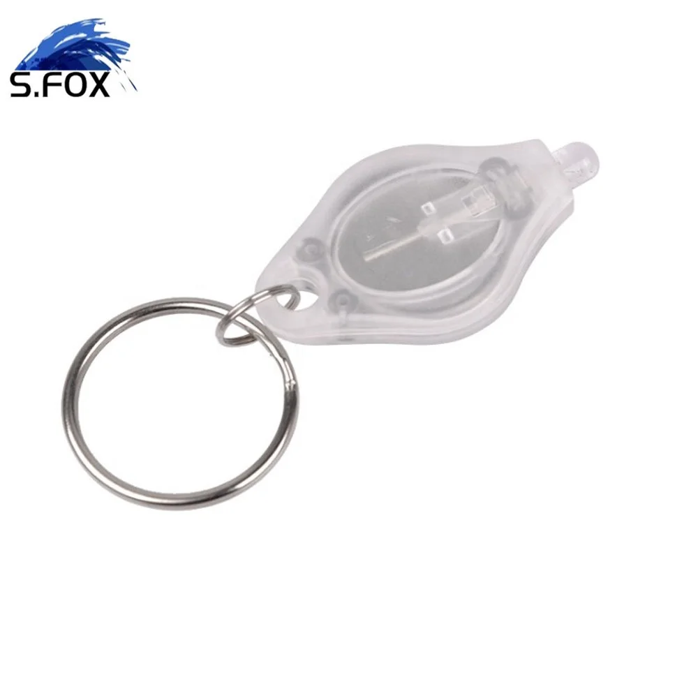 Factory Make CR2032 Press Switch Key Ring Super Mini LED Plastic Keychain