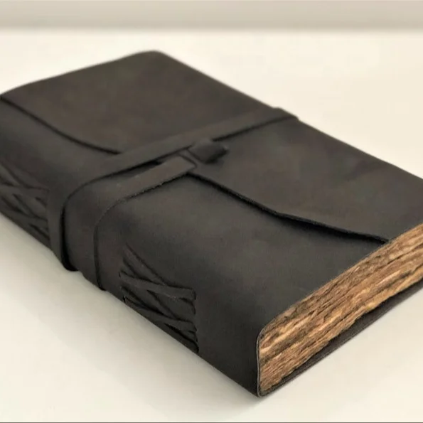 Vintage Leather Journal  Leather Bound Journal Vintage Deckle Edge Paper  Sketchbook Journal vintage handmade cotton paper