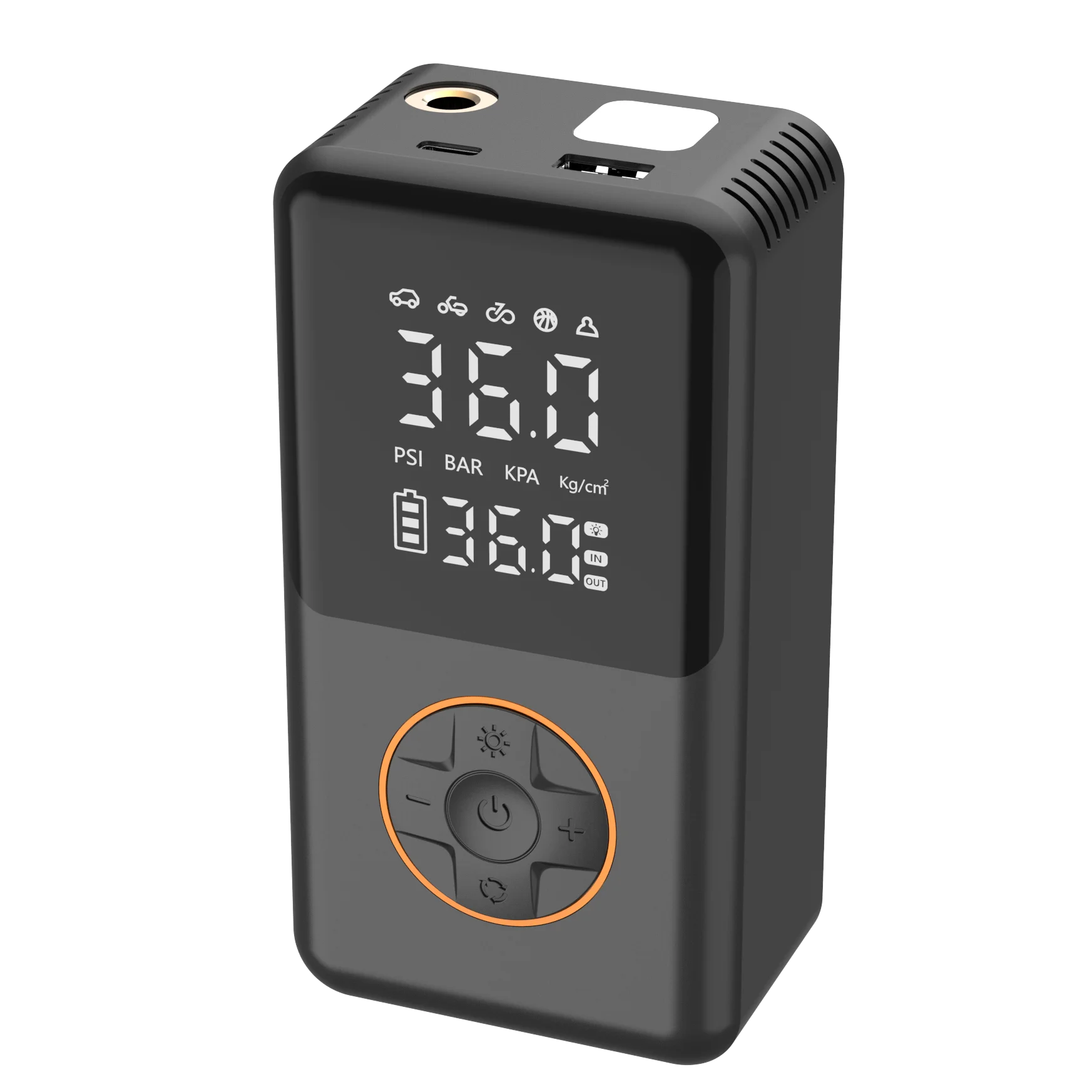 Tyre Inflator with 150 PSIDigital Display Pressure Detection Air Pump Compressor for Cars Bikes Bicycles Balls Rechargeable 17mm