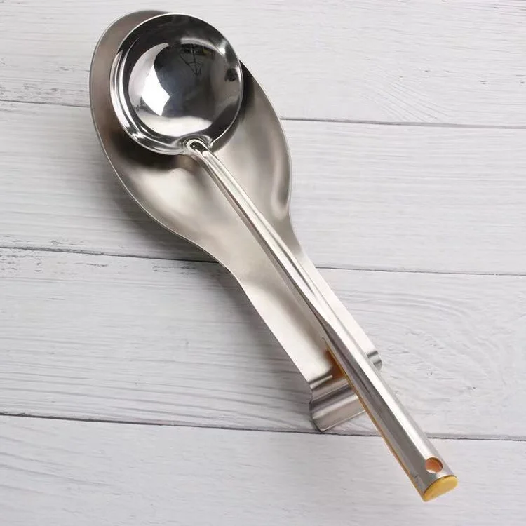 Stainless Steel kitchen Gadgets Soup Spoons Holder Matte Gold Silver Brushed Metal Spoon Rest