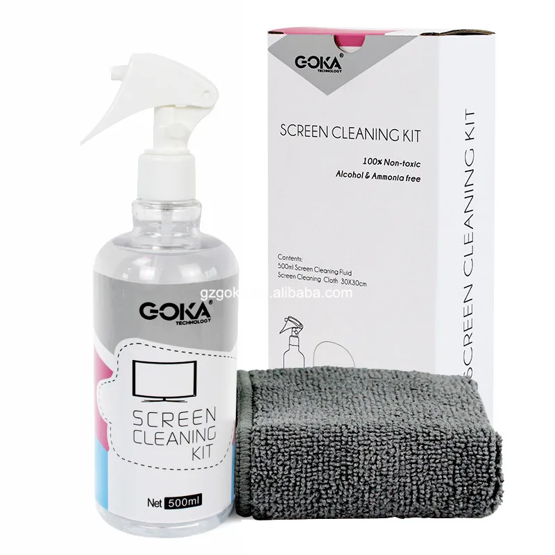 New design 16.9oz home size 500ml screen cleaner kit with microfiber cloth computer cleaning kit