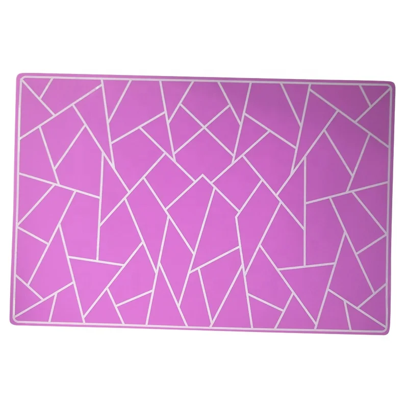 Rectangle shape thin silicone kitchen plate mat table mats with irregular geometric figures