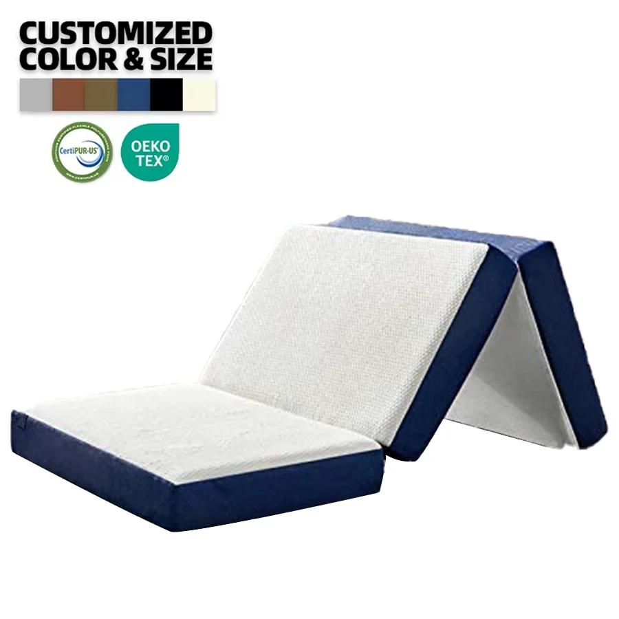 2024 New product memory foam camping folding mattress Washable cover Luxury Hypo-allergenic foldable folding bed foam mattress
