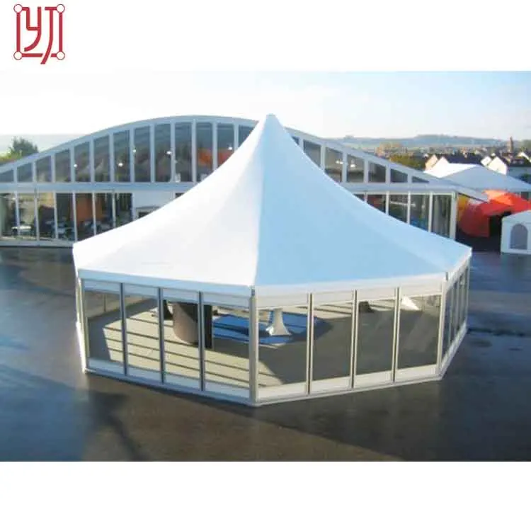 Good price hexagonal high peak party tent event tent marquee 10*10m with floor ,hexagon customizable tent for outdoor activities