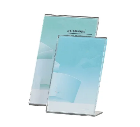 NEW design L shape card display stand triangle acrylic menu stand sign holder