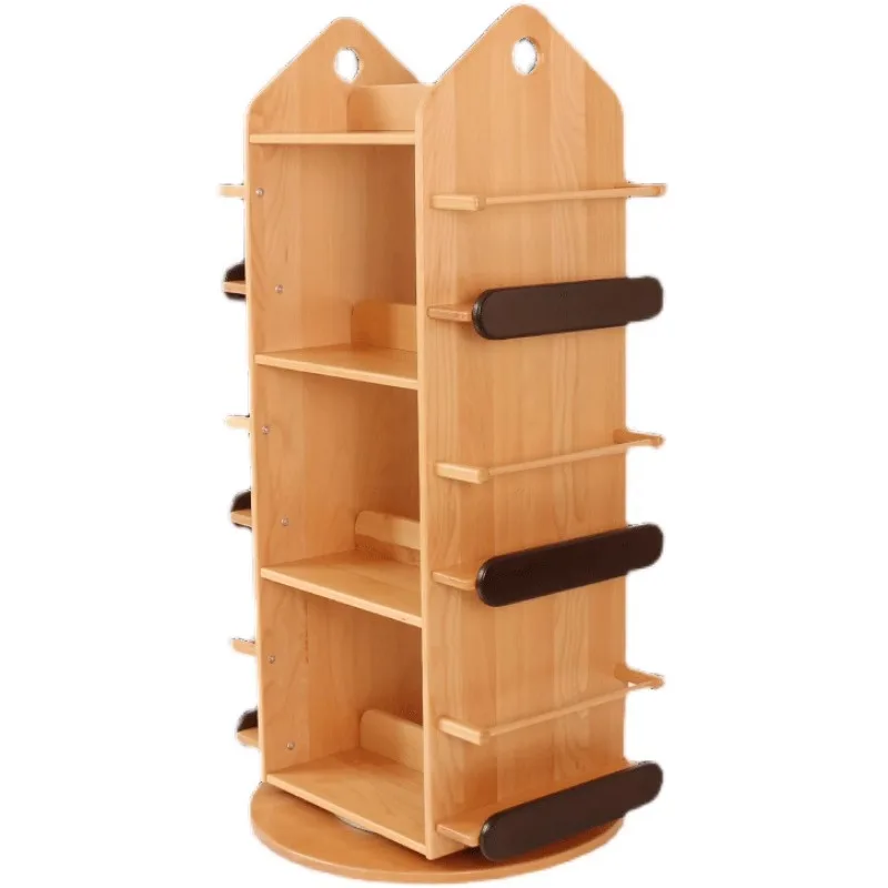 Eco Friendly 360 Degrees Rotating Bookshelf Multi-Layer Wooden Bookshelves Bookcases