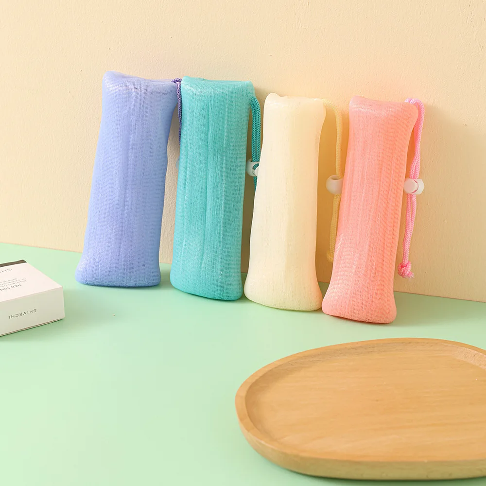 Bubble Foaming Mesh Bar Soap Saver Bag Exfoliating Nylon Mesh Pouch Facial Body Shower Cleaning Bath Soap Nets with Drawstring