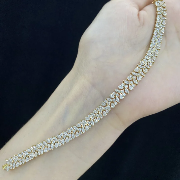Hiphop Style Round Pear Tennis Chain 14K 18K Gold Pave Diamond Bangle Bracelet Lab Created Diamond Wristband Bracelet