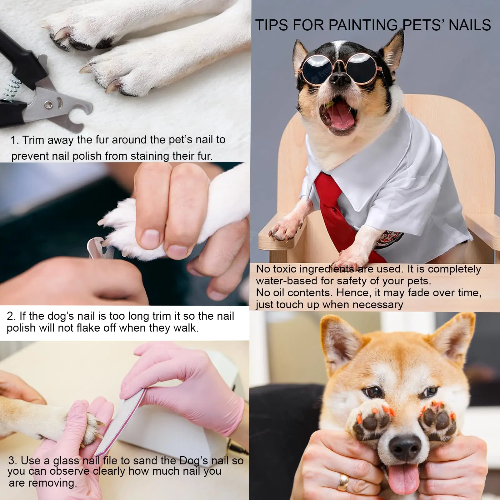 6 Colors Safe Dog Nail Polish Pen Set,Ideal Gifts for Small or Big Girl Dog Accessories, Pet Costume