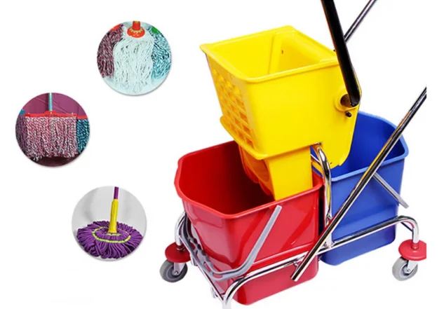 34L Down Press Double Cleaning Bucket and Mop Wringer Bucket 17L X 2