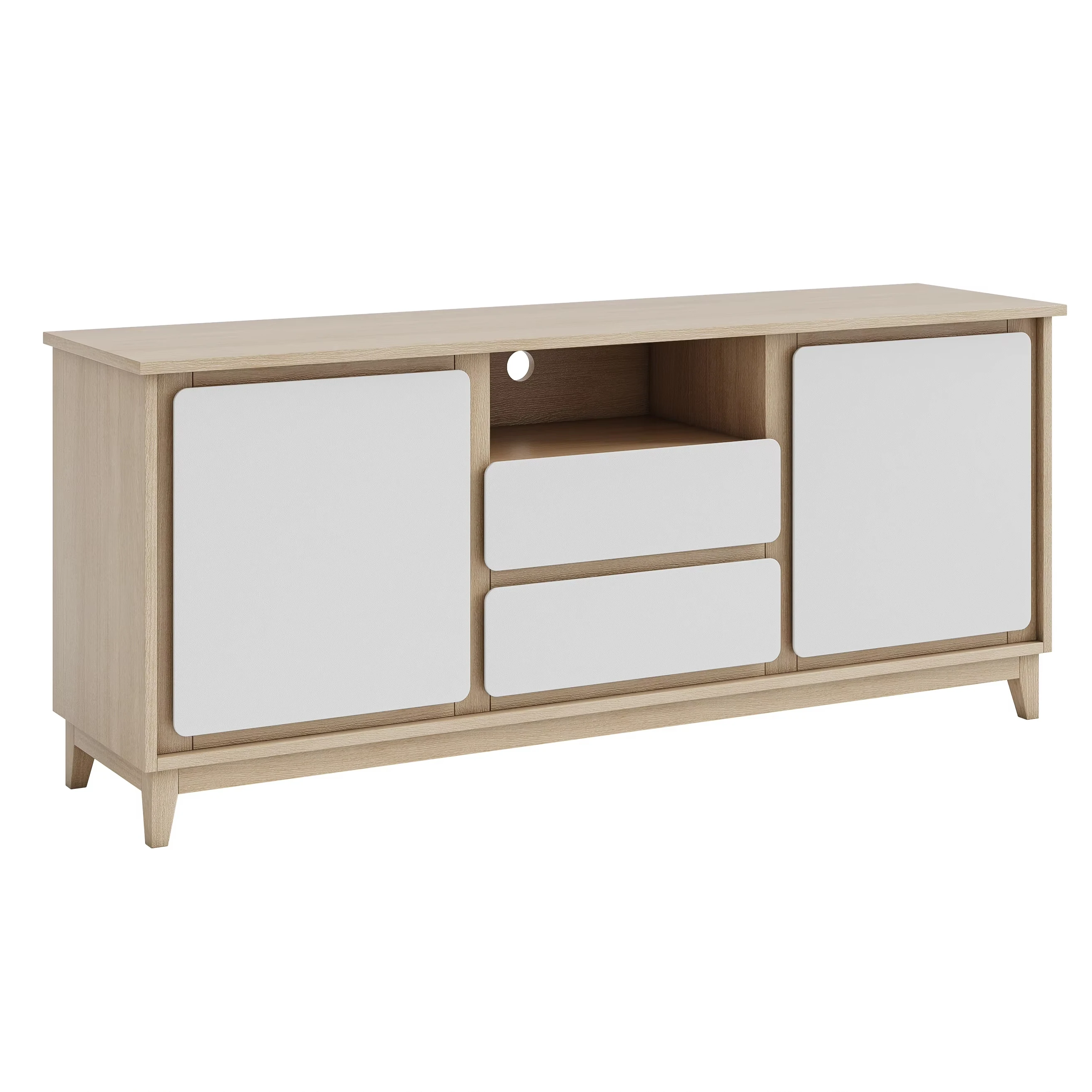 Solid wood TV stand cabinet with drawers for retirement hotel bedroom