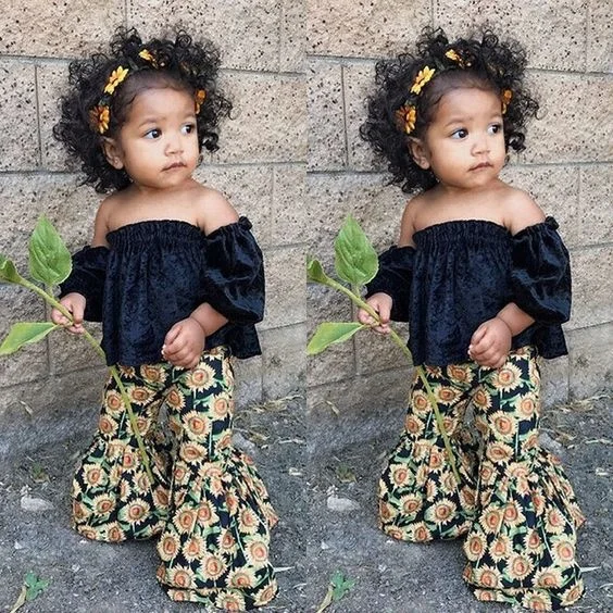 Hot selling girls 2-12 years old leggings wholesale leopard print children bell bottoms bells and ruffles