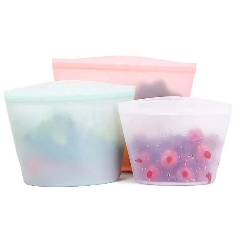 Reusable 100% Silicone Food Storage Bags and Containers Silicone Reusable Food Bag Eco-friendly Ziplock Silicon Storage Bags