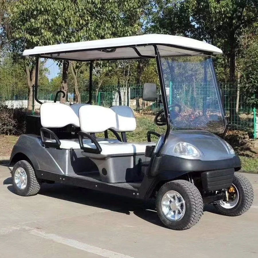 CE Certification 72V Battery Powered Solid Wheel 4 Seater Electric Golf Hunting Cart Buggy