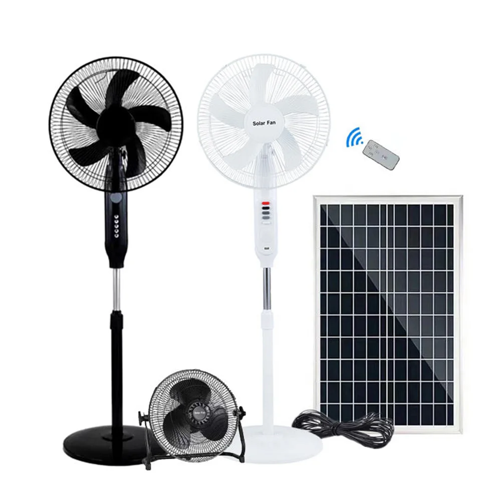 Manufacturers Custom High Quality Solar Standing Fan 16Inch 12V Rechargeable Solar Fan With Solar Panel