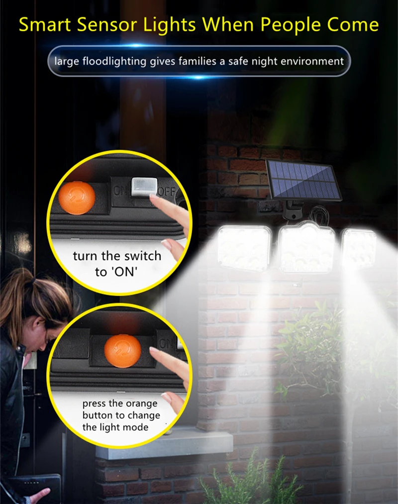 30W IP65 waterproof led outdoor solar flood lights outdoor motion sensor
