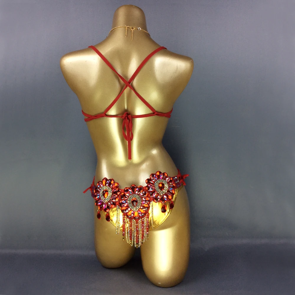 New Design Top Grade Sexy Women Belly Dance Samba Carnival Samba Carnival For Women Wire Bra & Belt stones Samba Suit