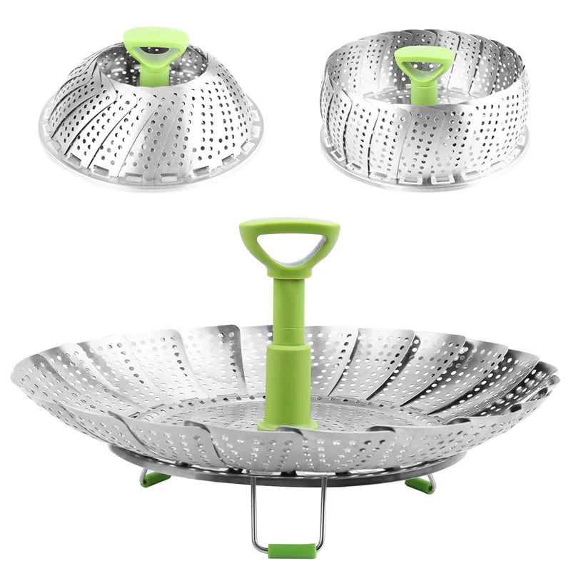 Food Grade Expandable Vegetable Steamer Basket Pot Stainless Steel Steamer