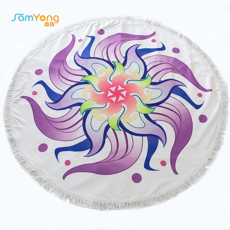 Круглое пляжное полотенце из микрофибры 150 см Большое с