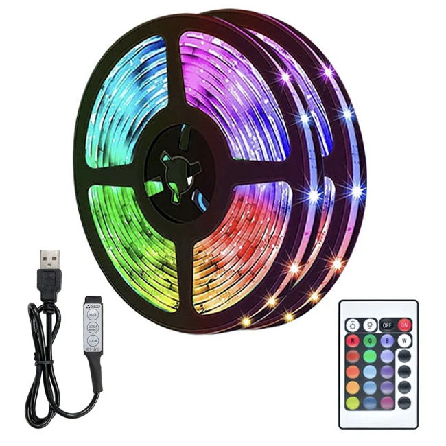 5050 RGB 12v 5v usb Christmas Home Decoration gaming lighting pc tv back light Remote Controlled smart RGB led neon light strip