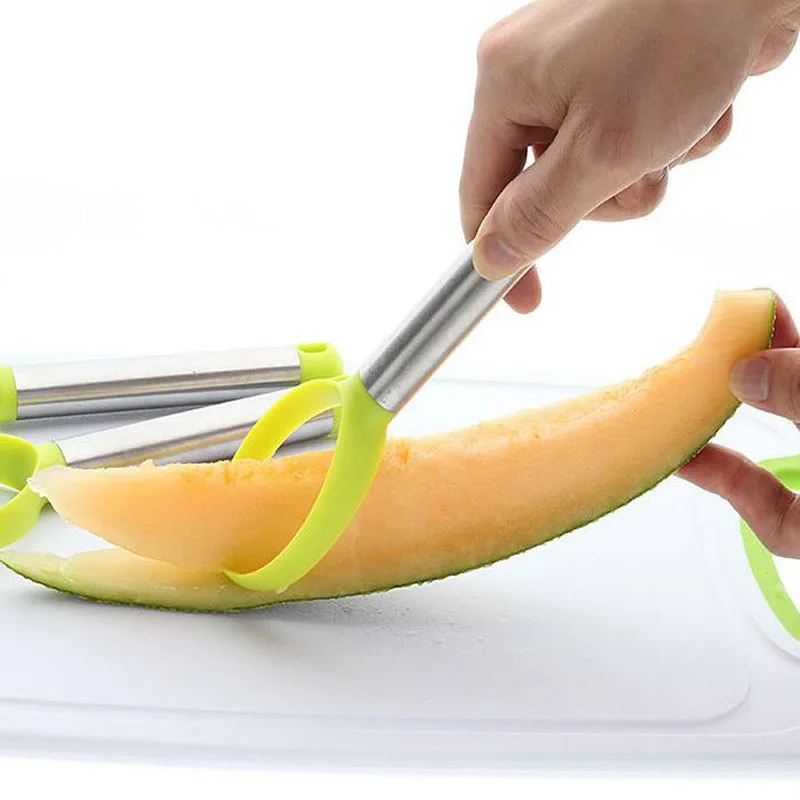 Ice Cream Ball Spoon Double Stainless Steel Melon Baller Kitchen Cut Watermelon Carving Fruit Digging Spoon Platter