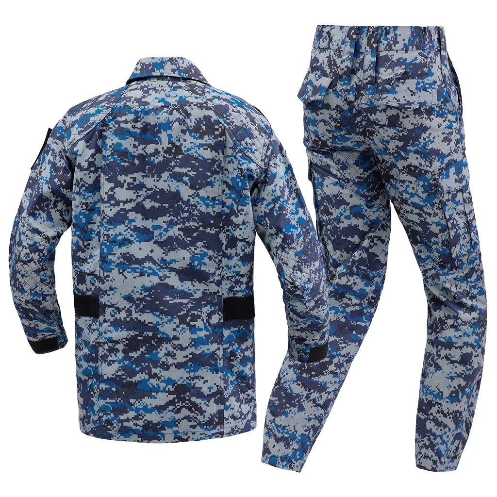 Custom Blue Digital Camo Tactical Uniform Set for Malaysian Air Security Departments Durable Jacket and Pants for Field Use