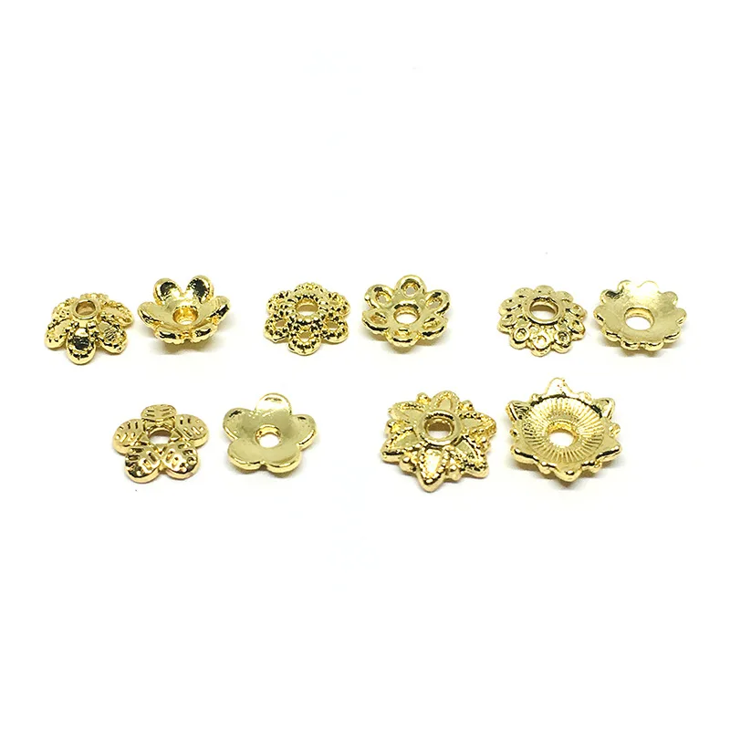 18k bag gold color flower receptacle petal accessories diy handmade necklace beads spacer material hollow flower hat