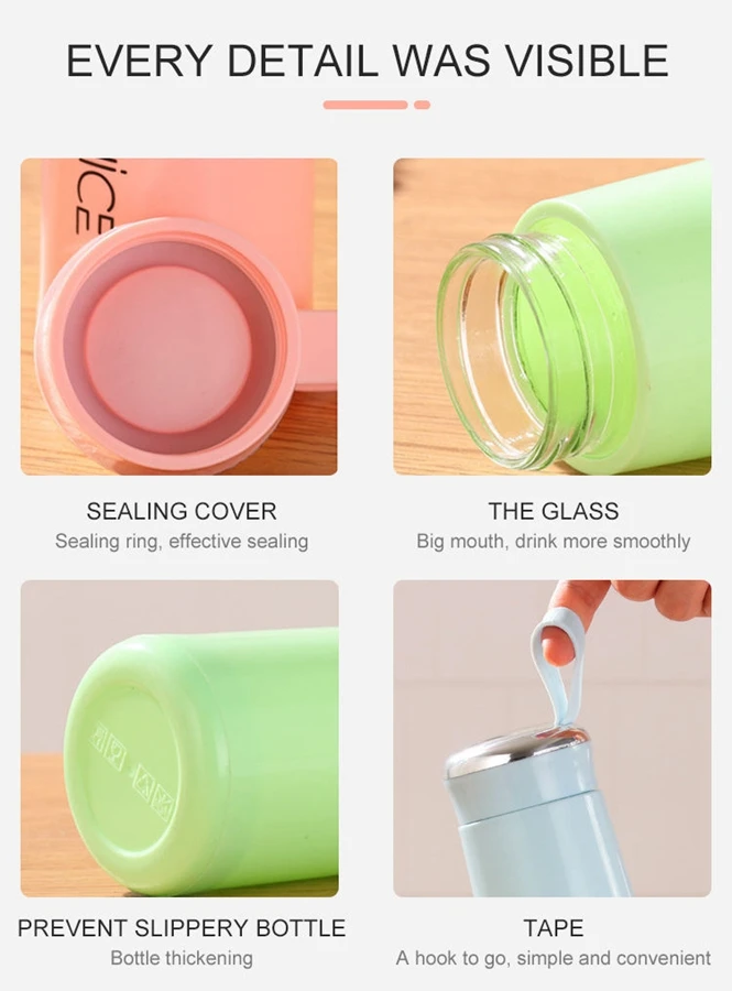 New Nice Glass Liner Creative Water Bottle Simple Department Store Student Bottle Advertising Gift