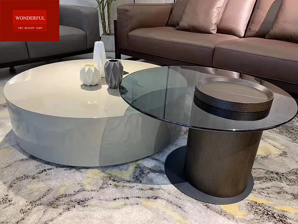 Wholesale Price Modern Design Wood Living Room Furniture Round Wooden Coffee Table