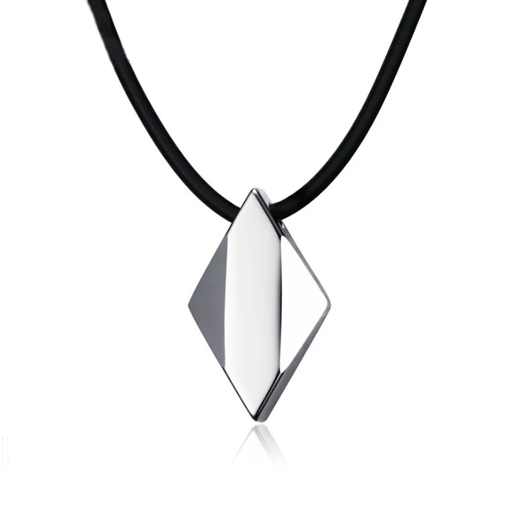Мужская бижутерия 2020, подвеска в виде ромба из карбида вольфрама с кожаной веревкой, цепочка, ожерелье