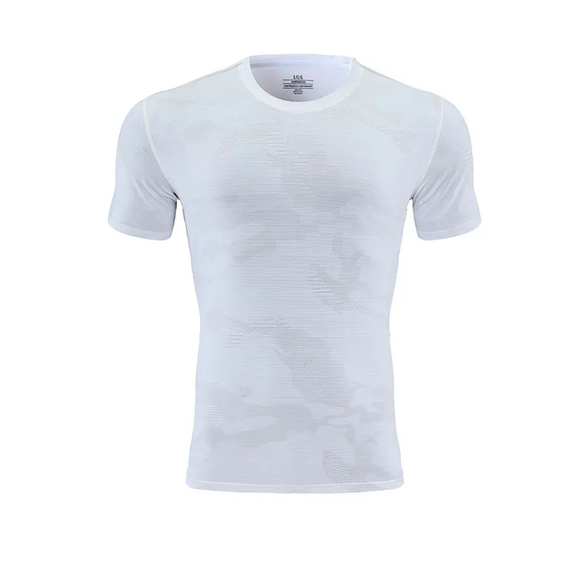 Fitness Sports Top Camouflage Texture Men Gym Running T-Shirt Athletic Compression Shirt Men
