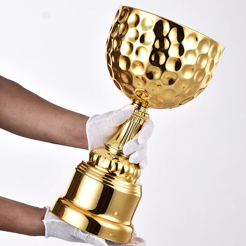 Sports Souvenir Big Metal Gold Silver Trophy Award Cup Golden Ball Soccer Bowling Trophies
