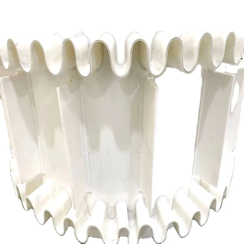 white pu food grade incline conveyor belt with hopper