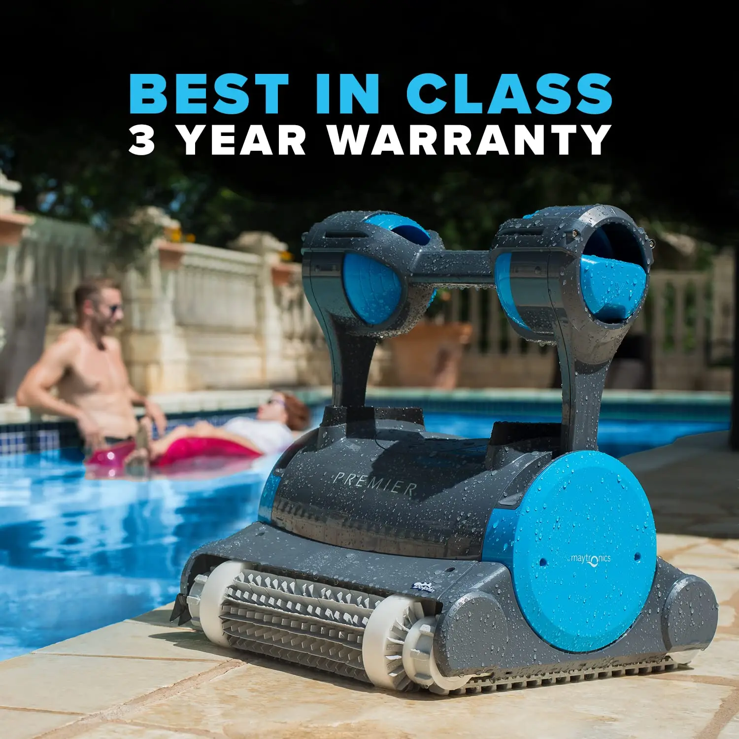 Robotic Pool Cleaner with Powerful Dual Scrubbing Brushes , Ideal for In-ground Swimming Pools up to 50 Feet
